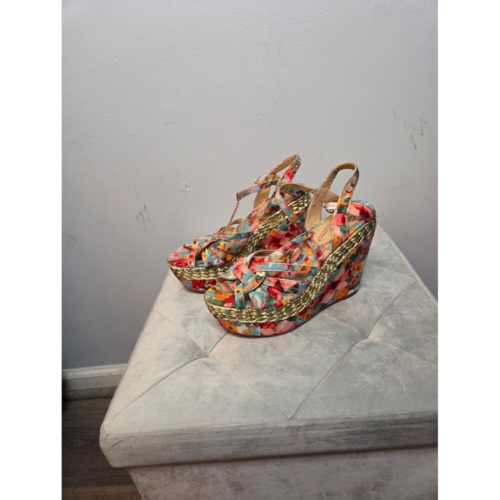 Poetic License Arm Candy Colorful Floral Wedge Sandals - Multi, Size 5